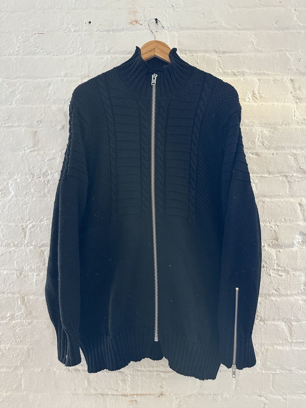 Yohji Yamamoto Zip Up Wool Cableknit Jacket